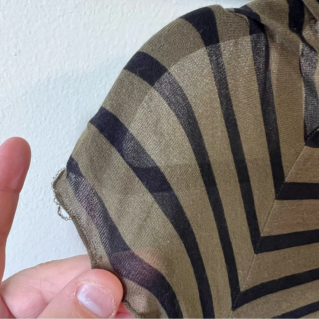 A.L.C Women’s Green‎ Short Sleeve Ruched Bodycon Midi Striped Dress Size Small - Image 11