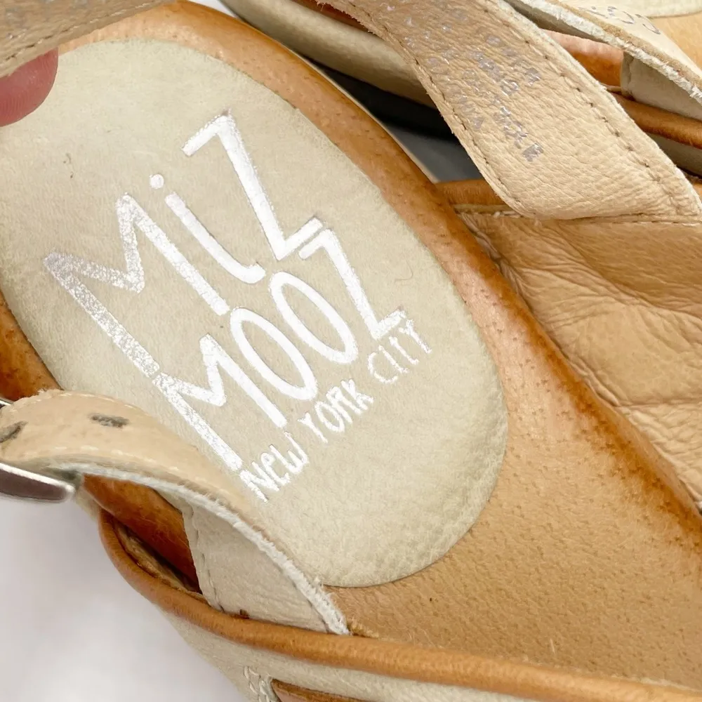 Miz Mooz Constance Ivory Woven Leather Backstrap Heeled Sandals Women's Size 42 - Image 4