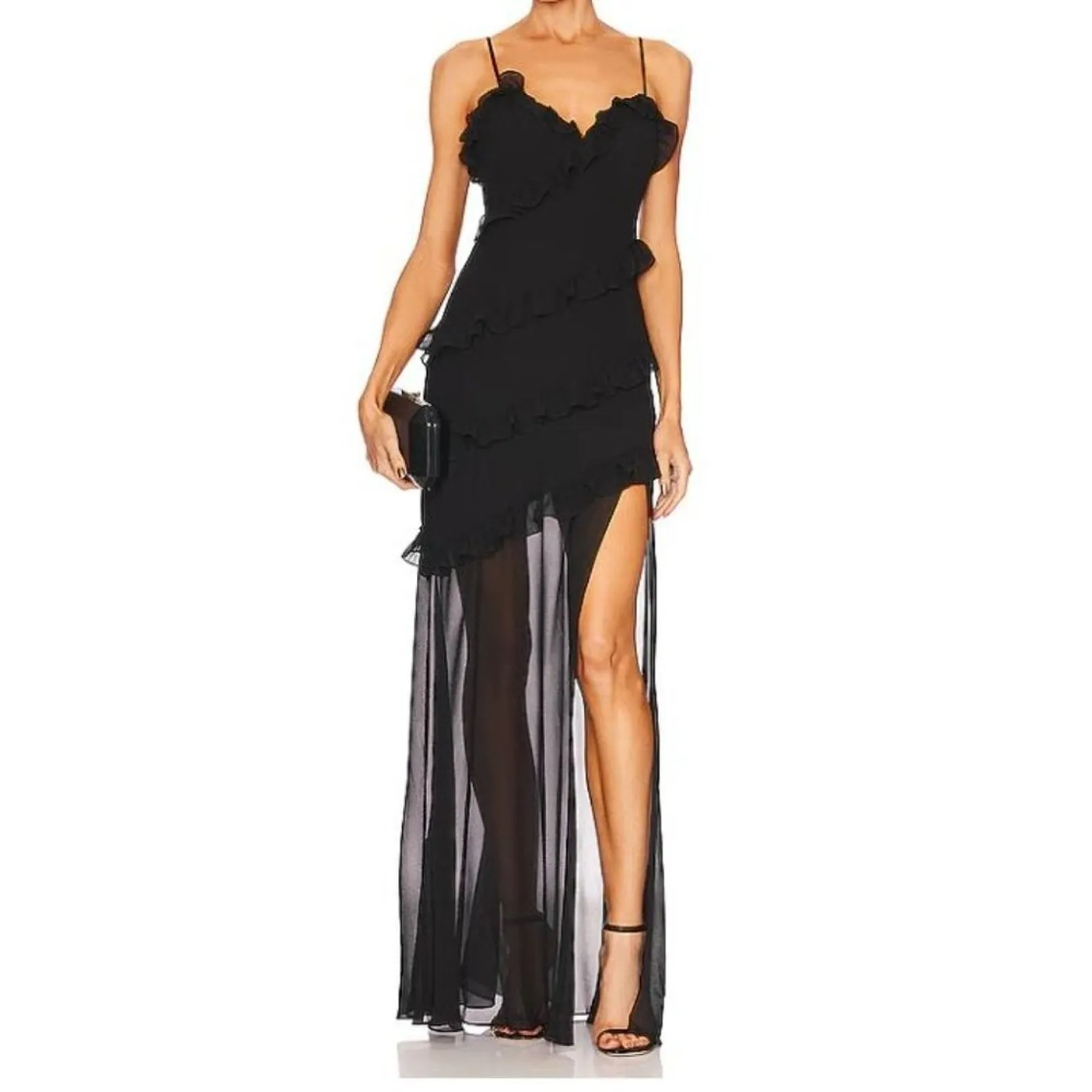 Lovers and Friends - Karlie Gown Maxi Dress with Ruffles in Black - Image 7