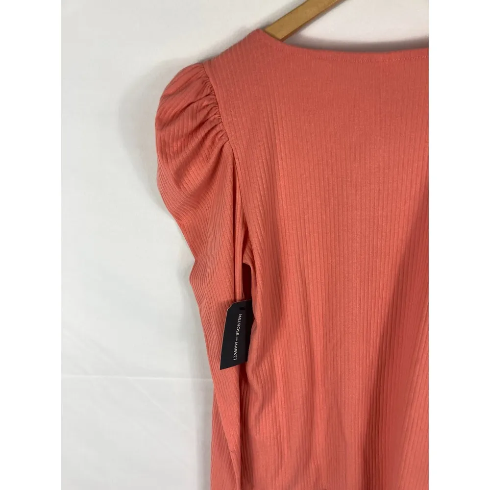 NWT Melrose and Market Coral Puff Sleeve Long Sleeve Top Size Medium - Image 3