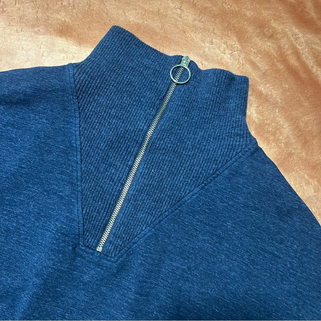 Varley Miller Half Zip-Up Sweatshirt Medium Marl black gray Fold over collar - Image 6