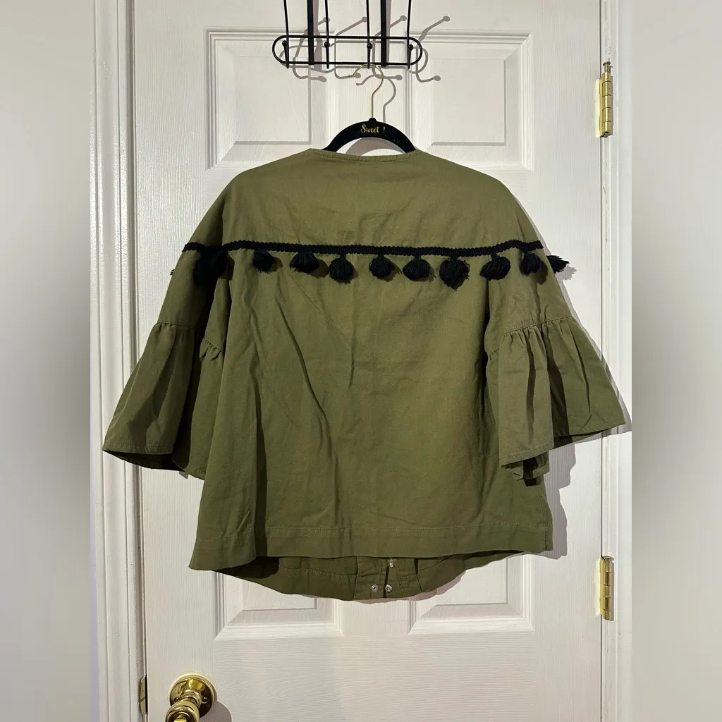 SimplyBe Olive Green Jacket Top with Black Tassels 12 - Image 10