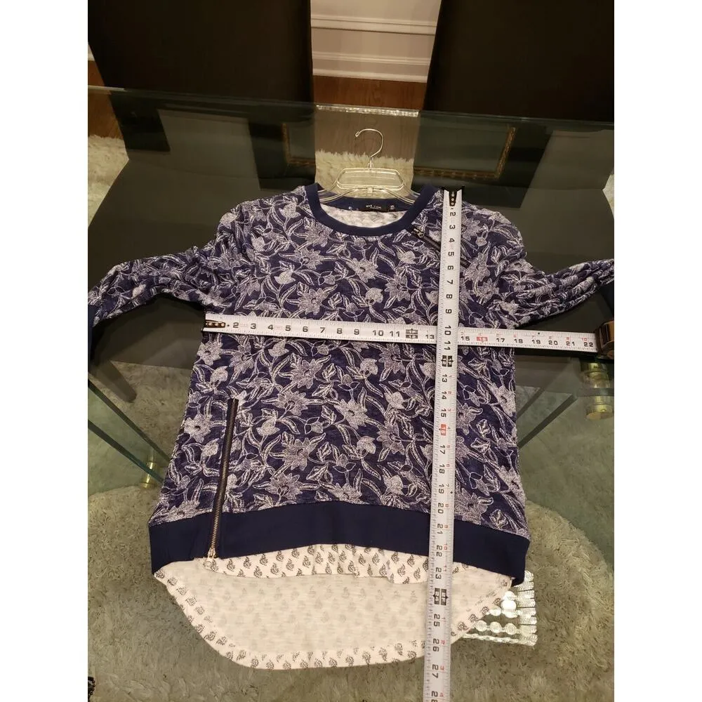 Max Jeans Women's Blue Floral Rayon Crew Neck Long Sleeve Sweater Size X-Small - Image 11