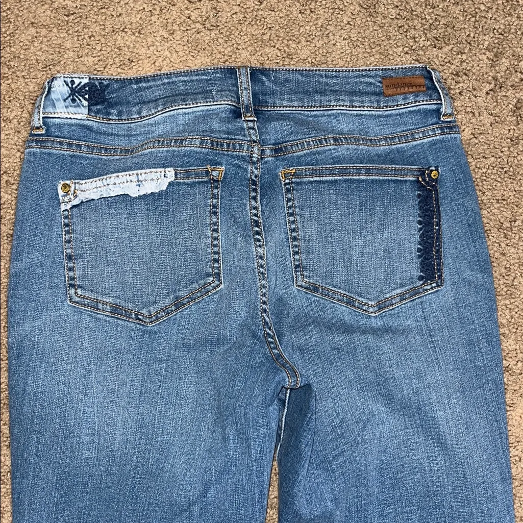 Sundance Magnolia Low Country Bandana Patchwork Embroidered Jeans Blue 28 - Image 7