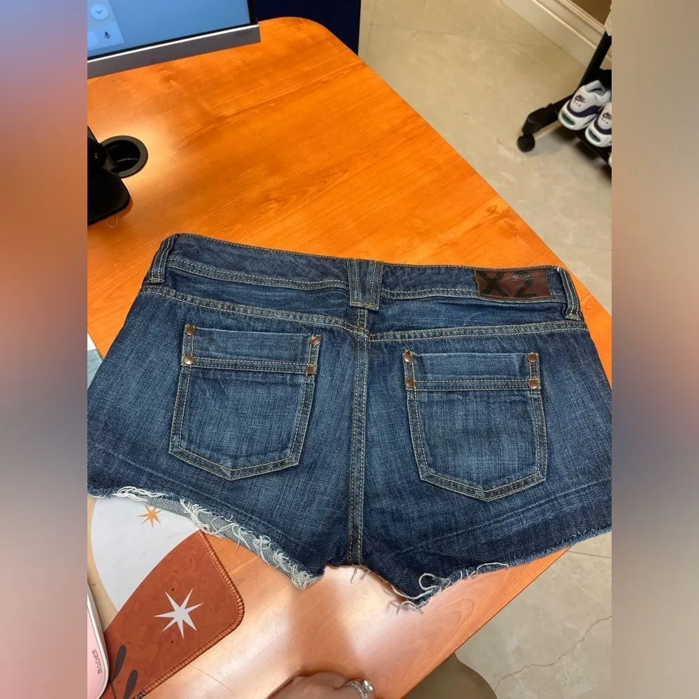 X2 Low Rise Short Shorts | Size 8 | Jean Cutoffs | EUC Y2K Style Festival Ready Blue - Image 3