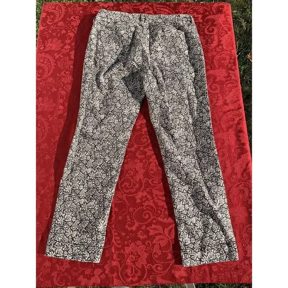 Ann‎ Taylor Loft Pants Size 4 Womens Floral Black White Jeans - Image 5