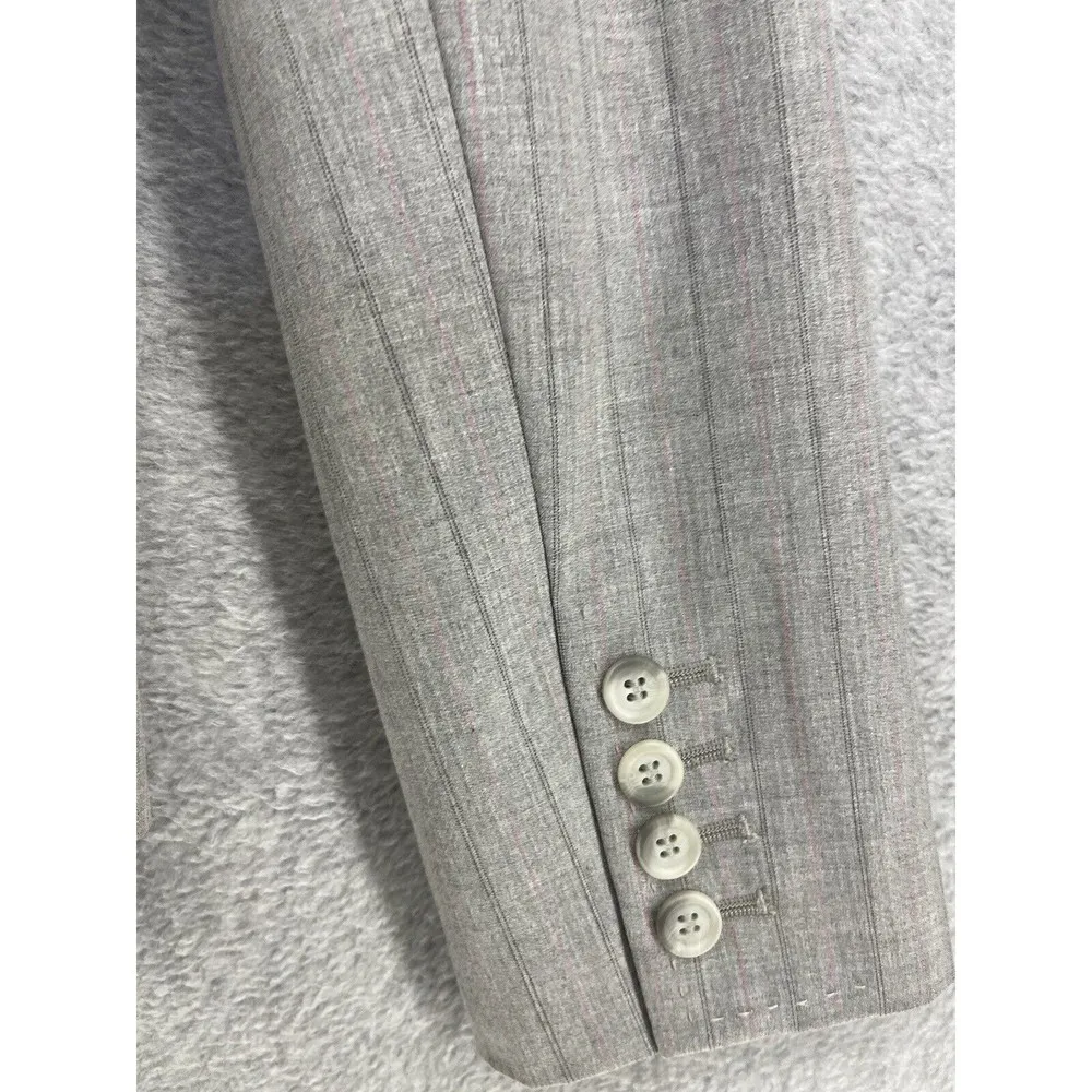 The Limited Women’s Suit Jacket Sz 2 Gray Plaid Pink 3 Button Long Sleeve Blazer - Image 3