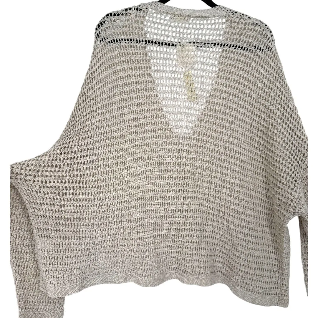 NWT MAX STUDIO Beige Crochet Open Knit Button Front Cardigan Sweater Size 3X - Image 10
