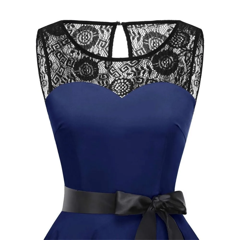 NEW 1950s Vintage Rockabilly Swing Party Dress 2X NO BELT Blue - Image 4