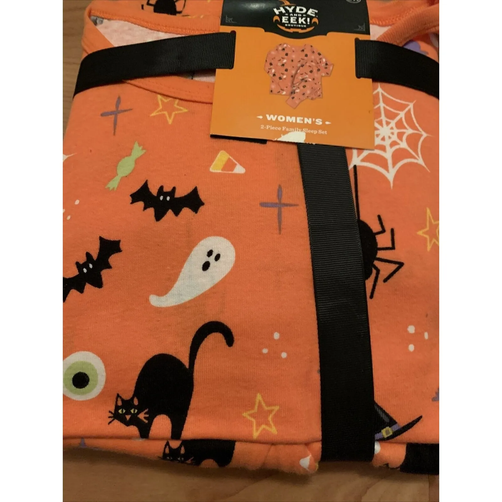 2pcs Halloween Hyde and EEK Women's Pajama Set Orange Black Size 3X - Image 3