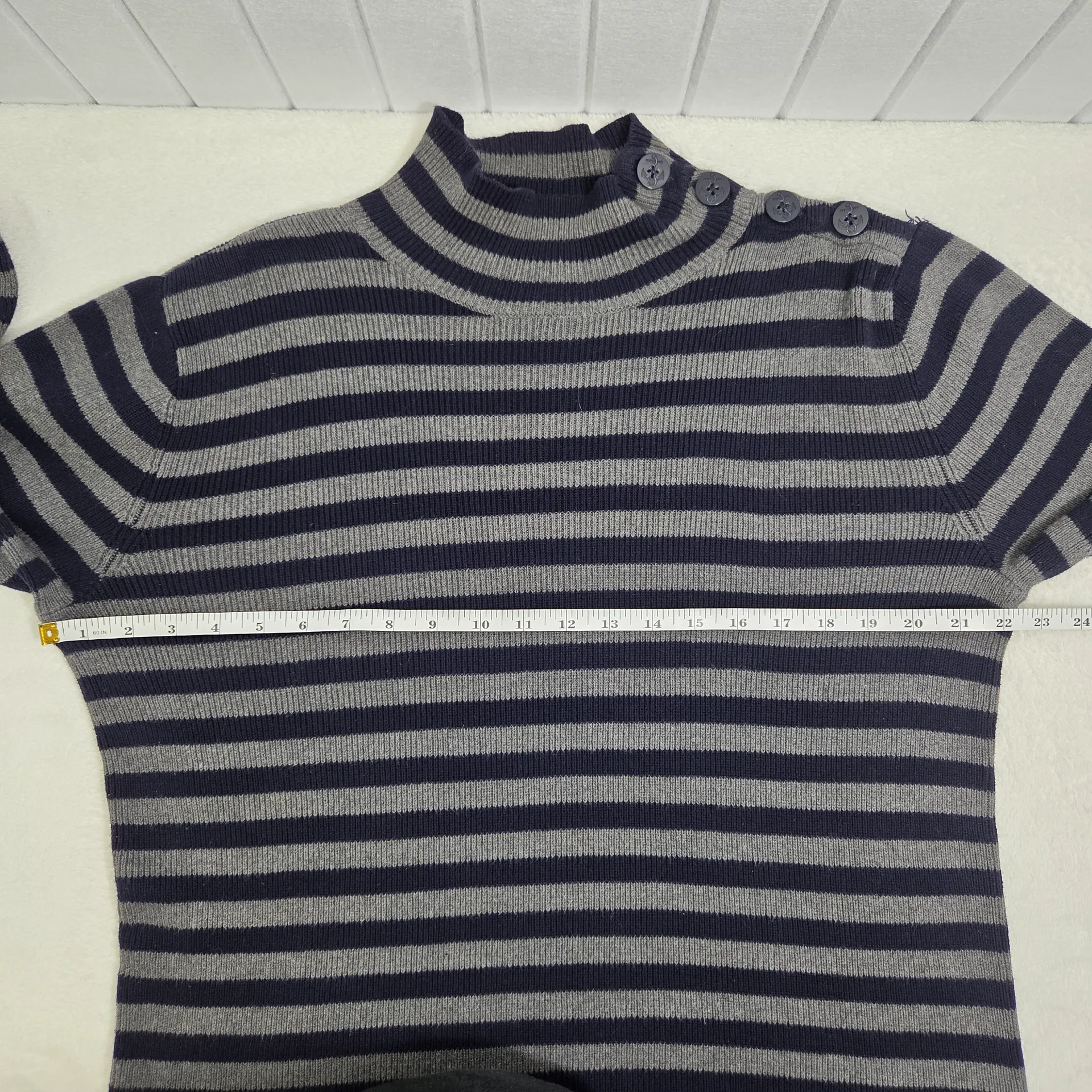 Lauren Ralph Lauren Vintage Cotton Gray‎ and Navy Turtleneck Sweater Size XL - Image 9