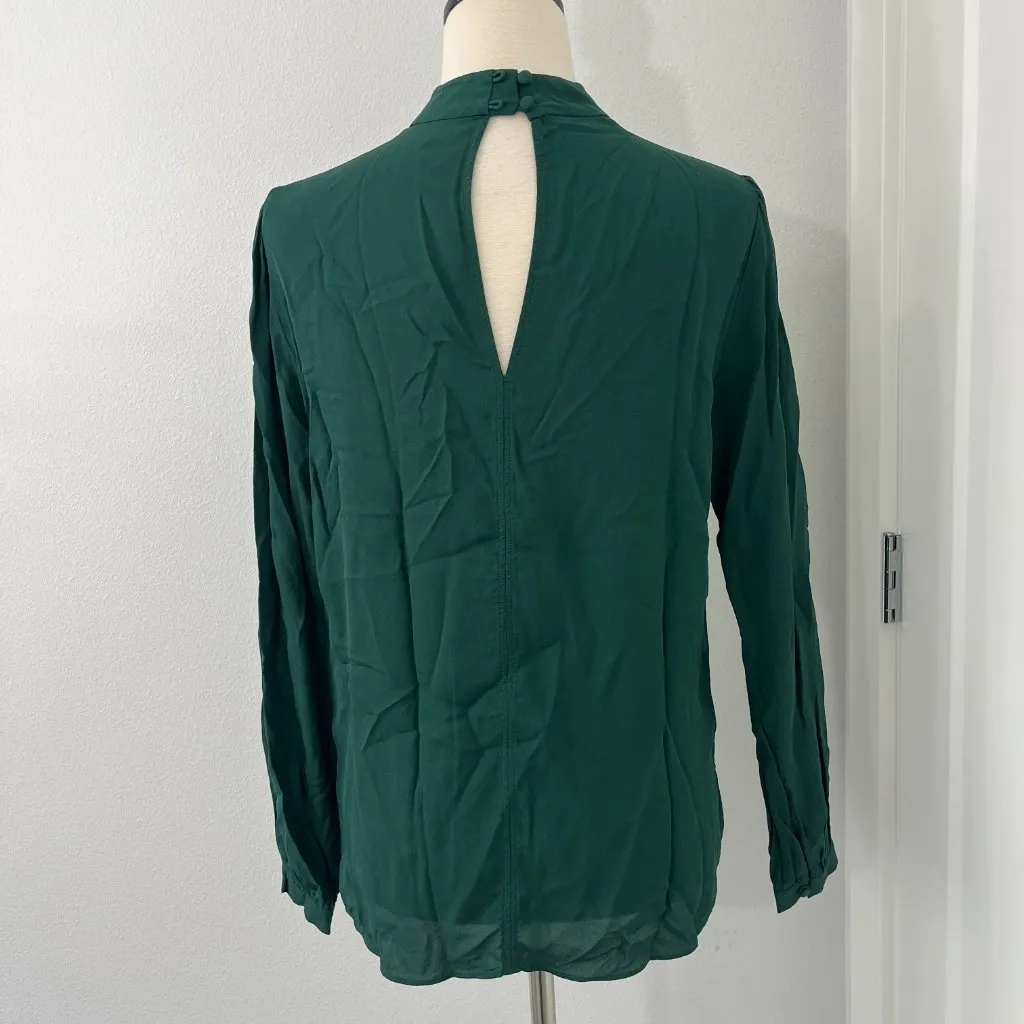 ALC Size 4 Green Liza Silk Choker Deep V-Neck Long Sleeve Blouse - Image 14