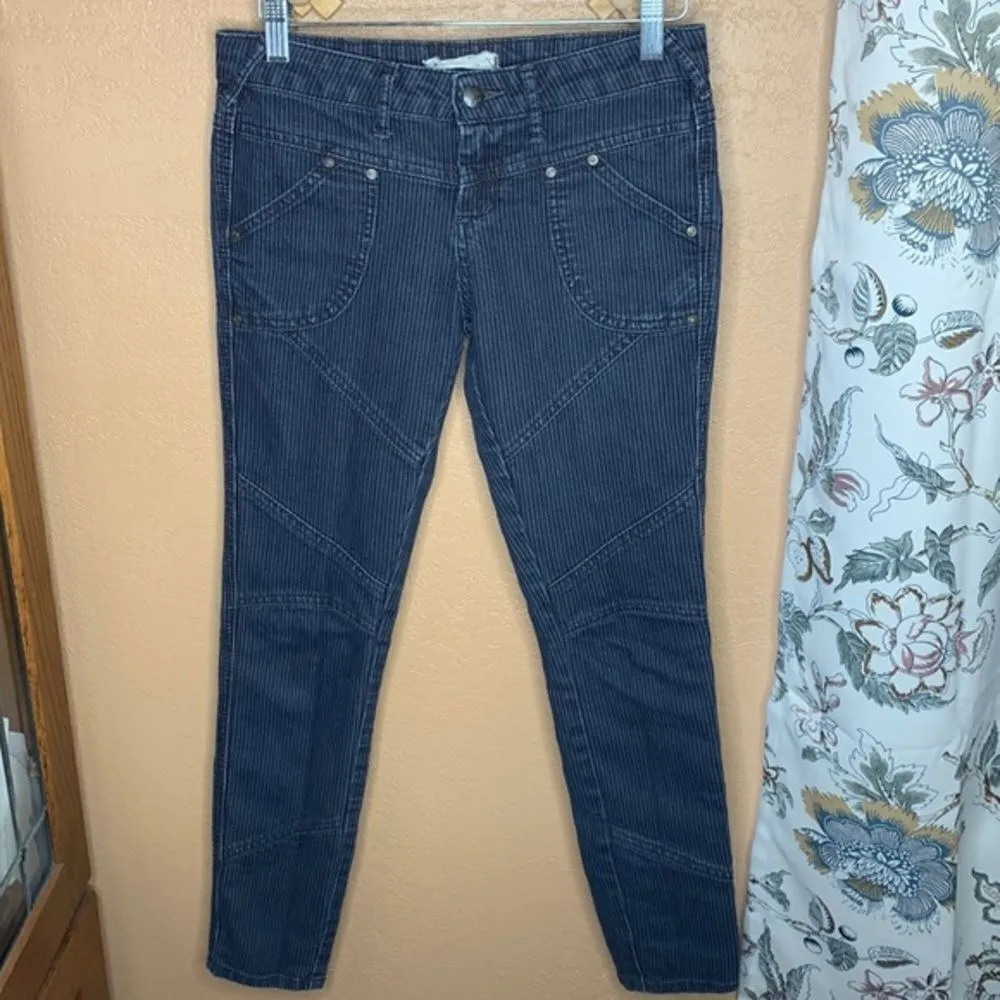 Free People Blue Pin Stripe Low Rise Skinny Jeans Size 26 - Image 2