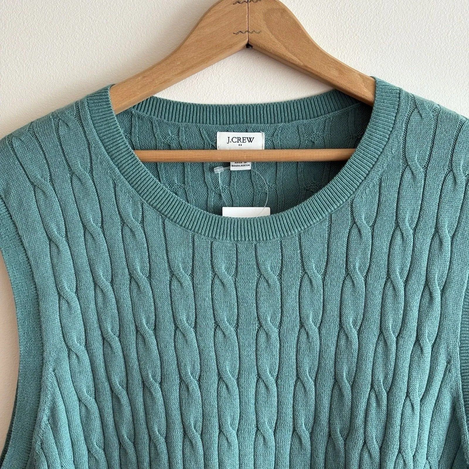 NWT JCrew Factory Women’s Cable Knit Shell Size XXL 100% Cotton Green Classic - Image 2