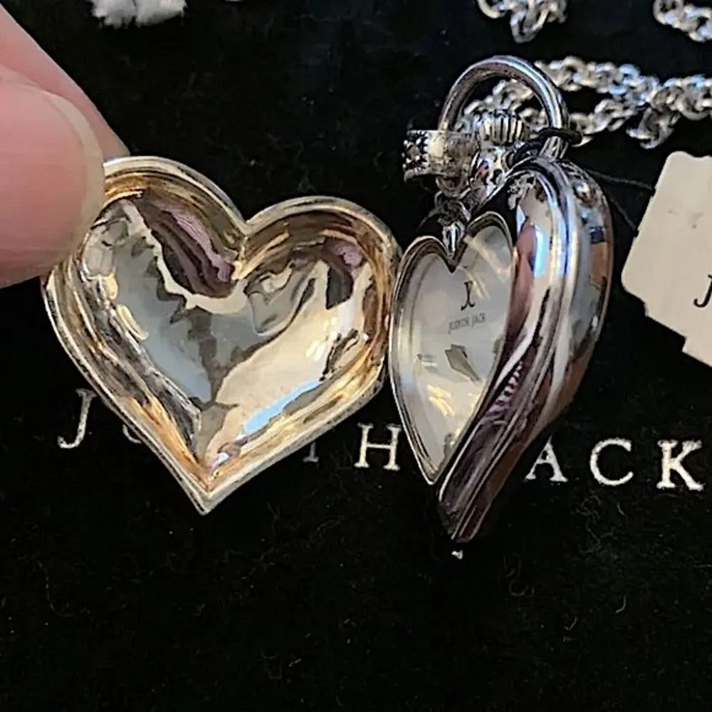 JUDITH JACK Sterling Silver Inlaid Marcasite Heart Locket with Clock Pendant NWT - Image 4