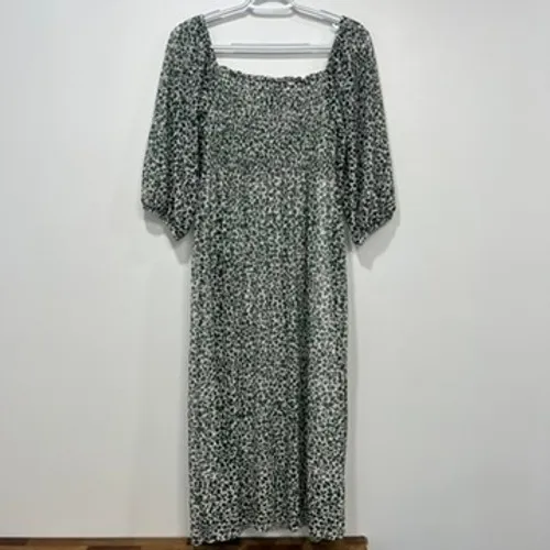 Baum Und Pferogarten Womens Dress‎ XS Floral Green White Boho Puff Sleeve Midi - Image 3