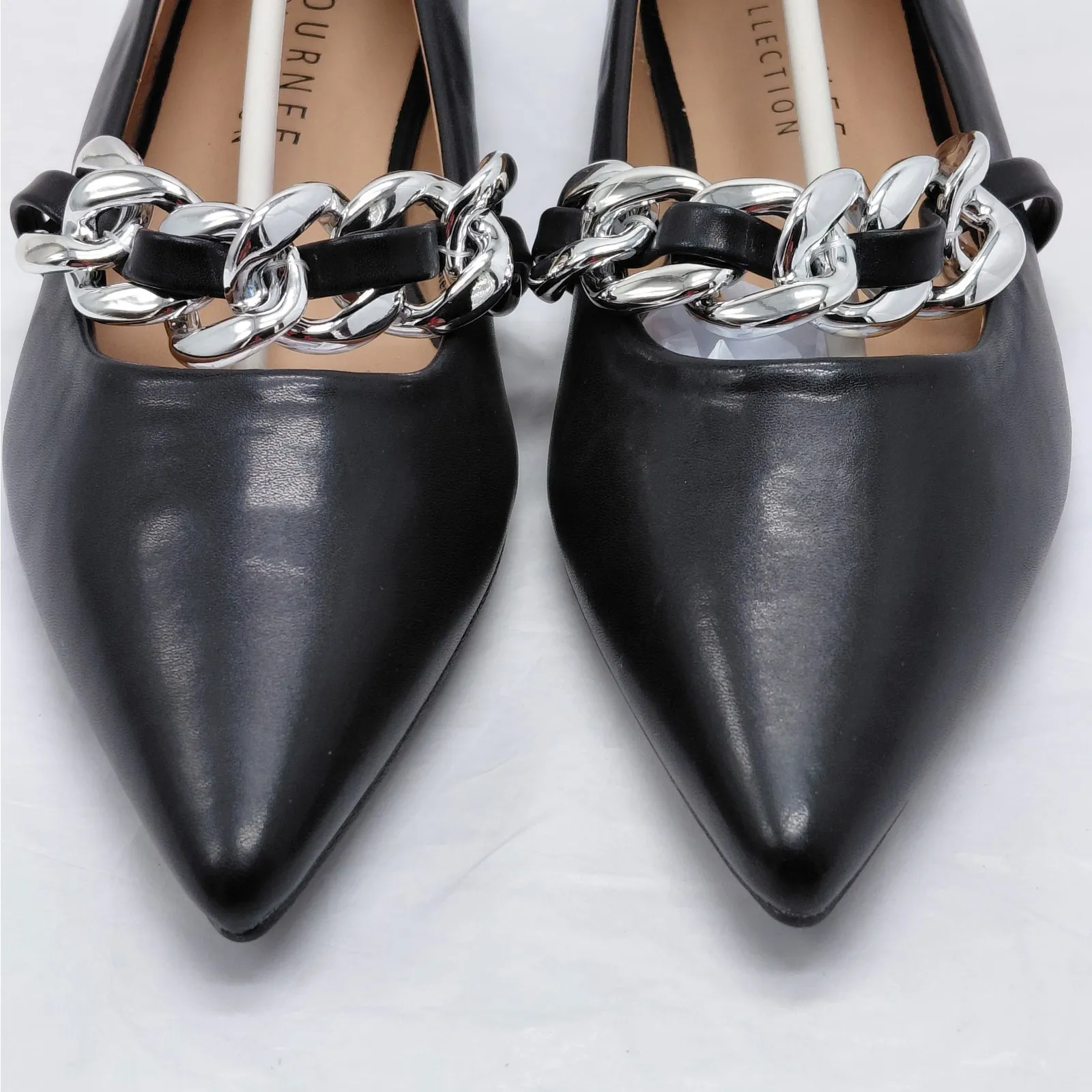 Journee Collection Metinaa Ballet Flats Womens 6.5 Black Chain Pointed Toe Shoes - Image 7