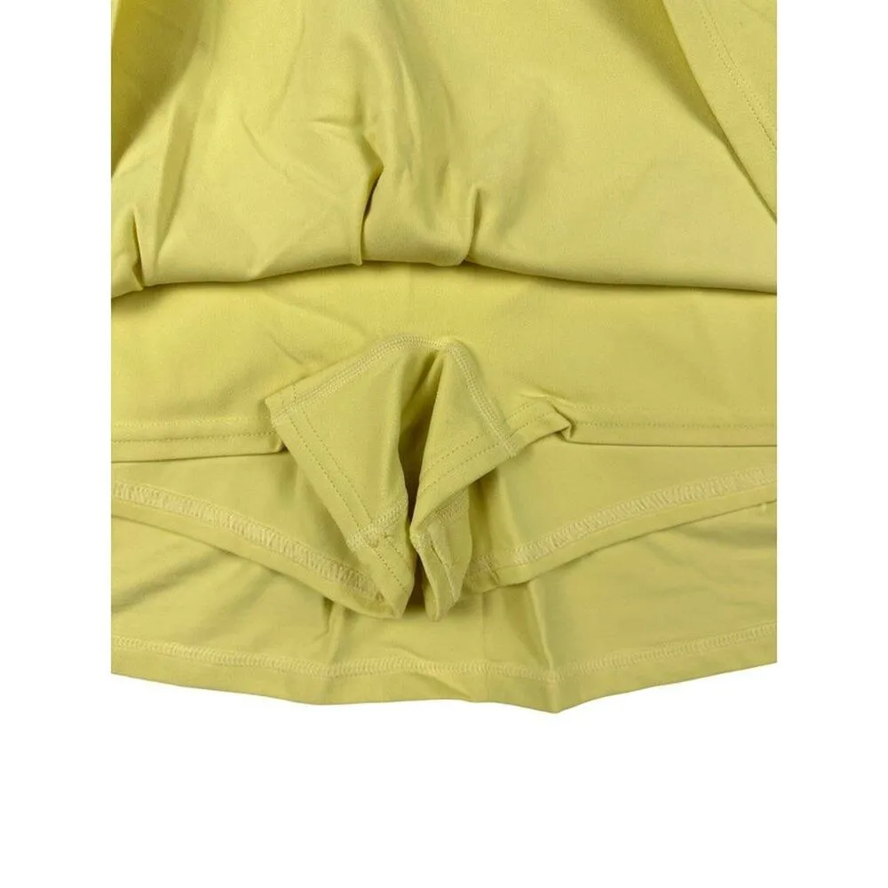 Splits 59 Airweight Crop Polo & High Waist Skort in Yellow & White - Image 6