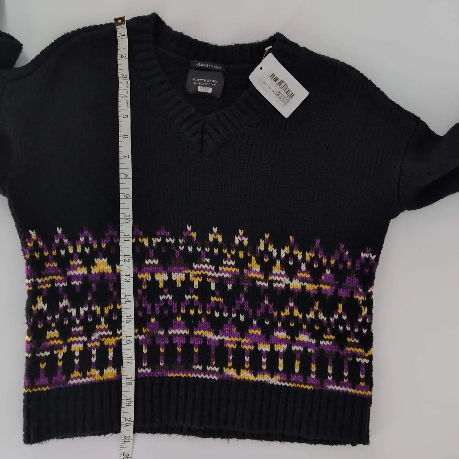 Scotch & Soda La Bande Maison Black Purple Fair Isle Wool Blend Sweater - Size S - Image 10