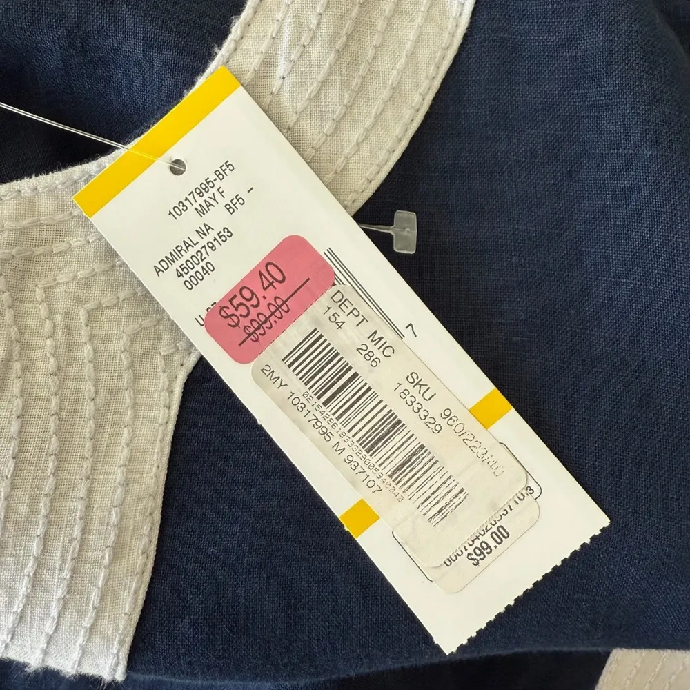 Coastal Grandma Style Nautical Tunic Linen Top Jones New York Size M Blue White - Image 11