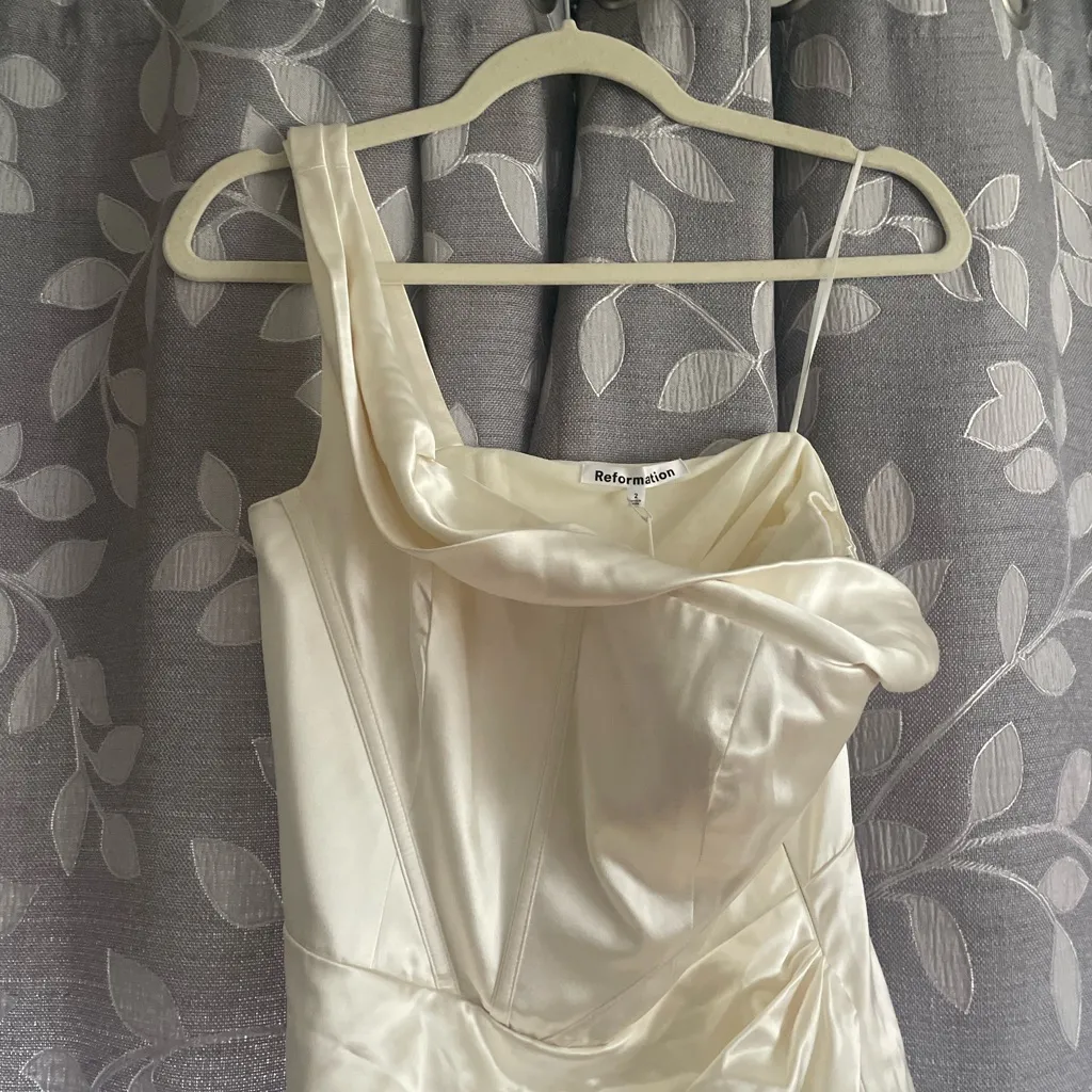Reformation Eisa Silk Dress Bridal Ivory - Image 5