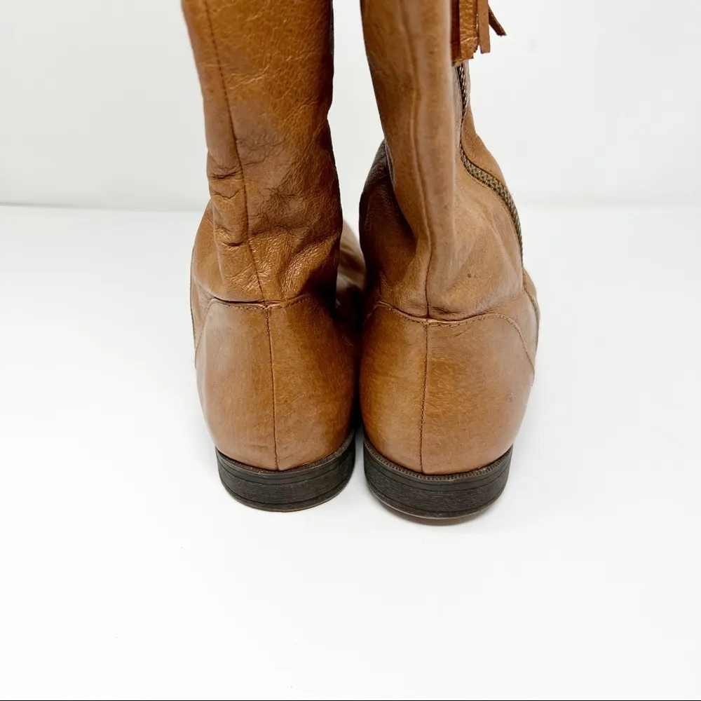 Steve Madden Travis Leather Pull On Tassel Boots Brown Sz 7 - Image 6