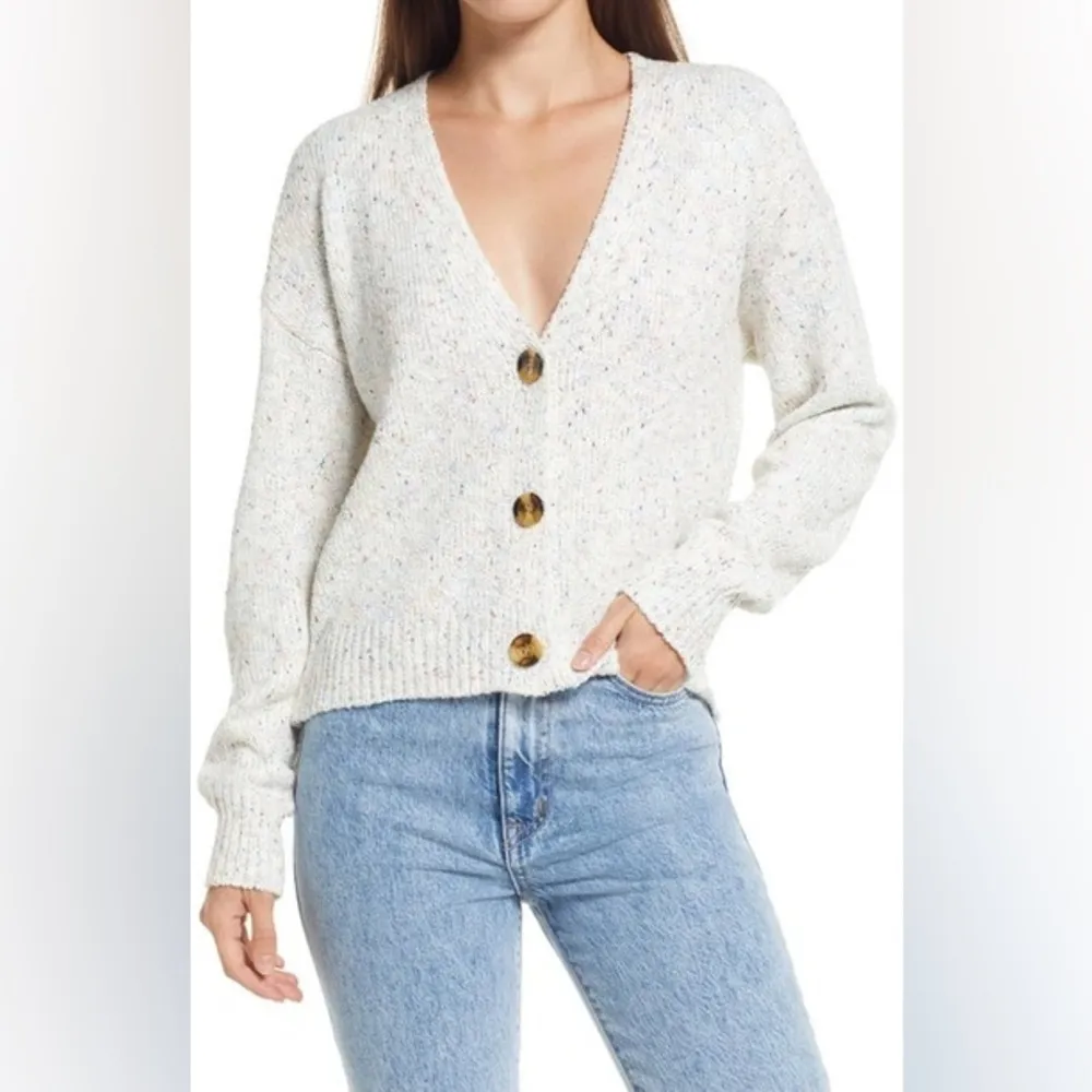 Lulus Happy Thoughts Beige Multi Knit Cardigan Sweater - Image 4