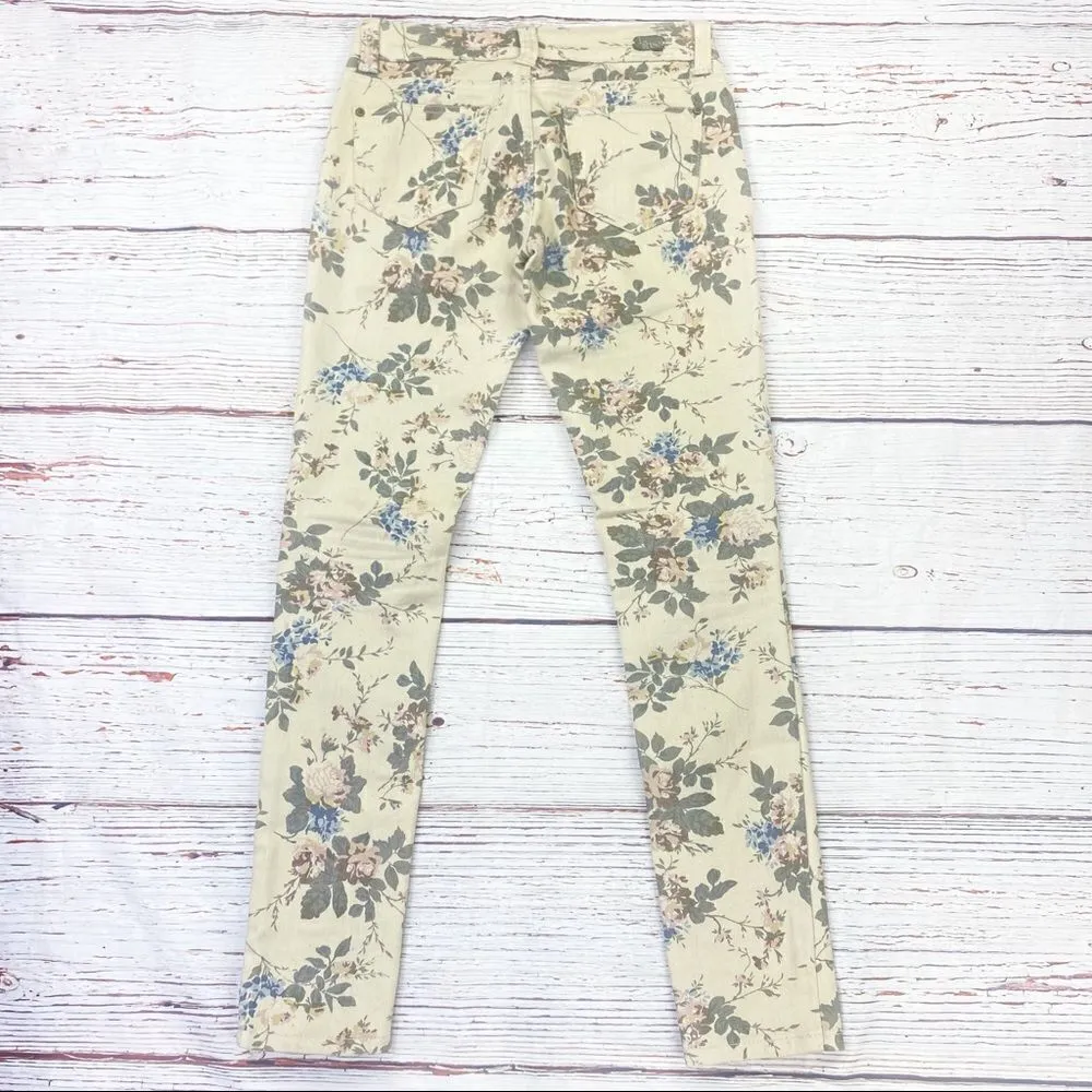 Hot Kiss Floral Print Skinny Jeans Cream Multi‎ 3 Juniors - Image 5