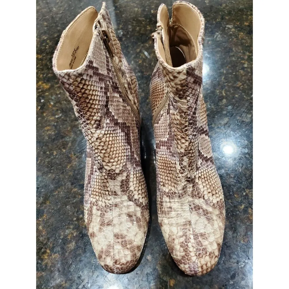 Chinese Laundry Womens Davinna Taupe Ankle Boots Shoes Medium Faux Snake US 7 - Image 2