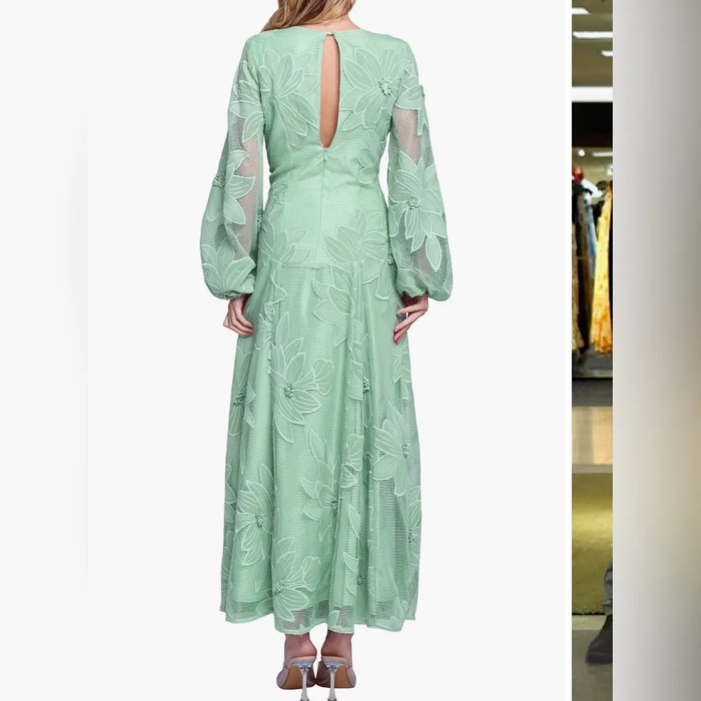 NWT NEW Cibeon Sarilla Long Sleeve Lace Gown Mint Green GORGEOUS Size XS - Image 4
