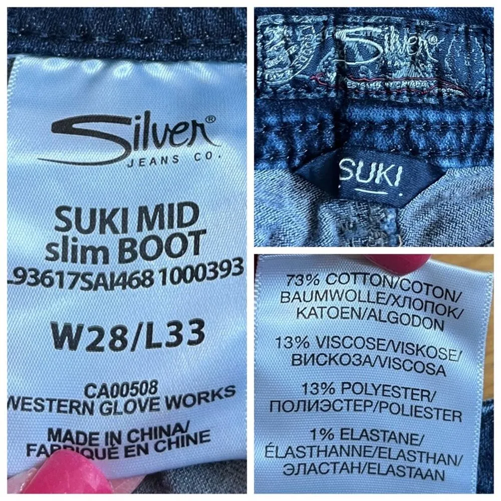 Silver Jeans Women’s Jeans Suki Mid Slim Boot Cut Mid Rise Dark Wash Size 28x33 - Image 5