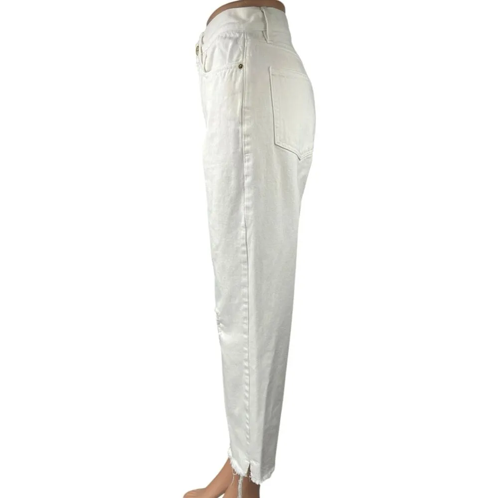 Frame Le Garcon White Distressed Frayed Hem High Waist Ankle Boyfriend Jeans 26 - Image 2