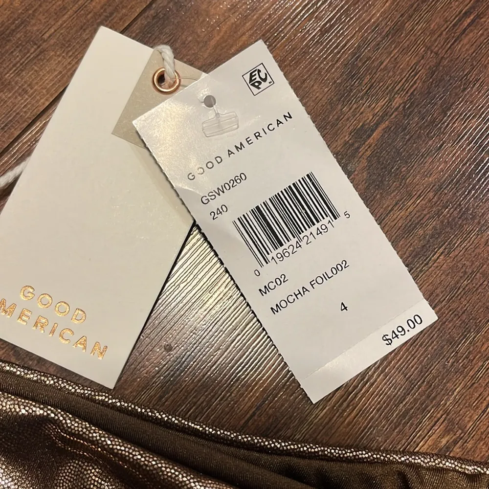 Good American mocha foil bikini bottom - Image 3