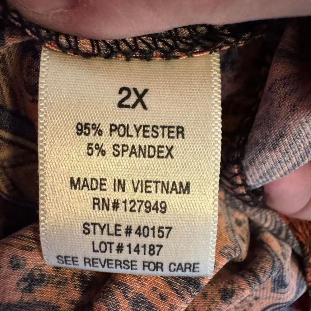 Emma & Michele Women's Paisley Gold Cutout Midi Shift Dress Size 2x - Image 7