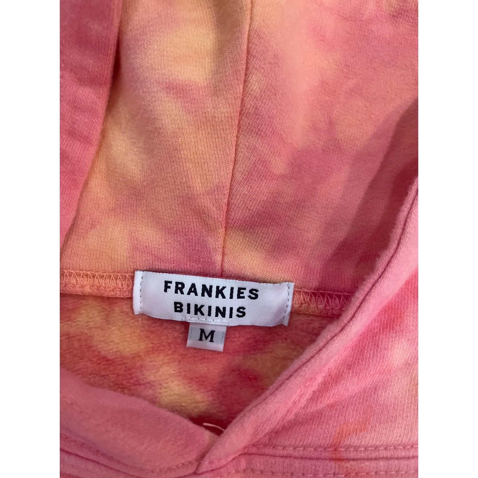 Frankie’s Bikinis Cropped Hooded tie dye sweatshirt in sherbert M Pink Size M - Image 3