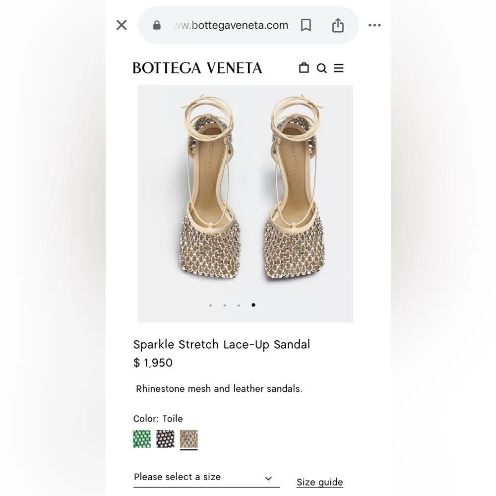Bottega Veneta Sparkle Stretch Lace-Up Sandals, Toile Size 41 New in Box $1950 - Image 16