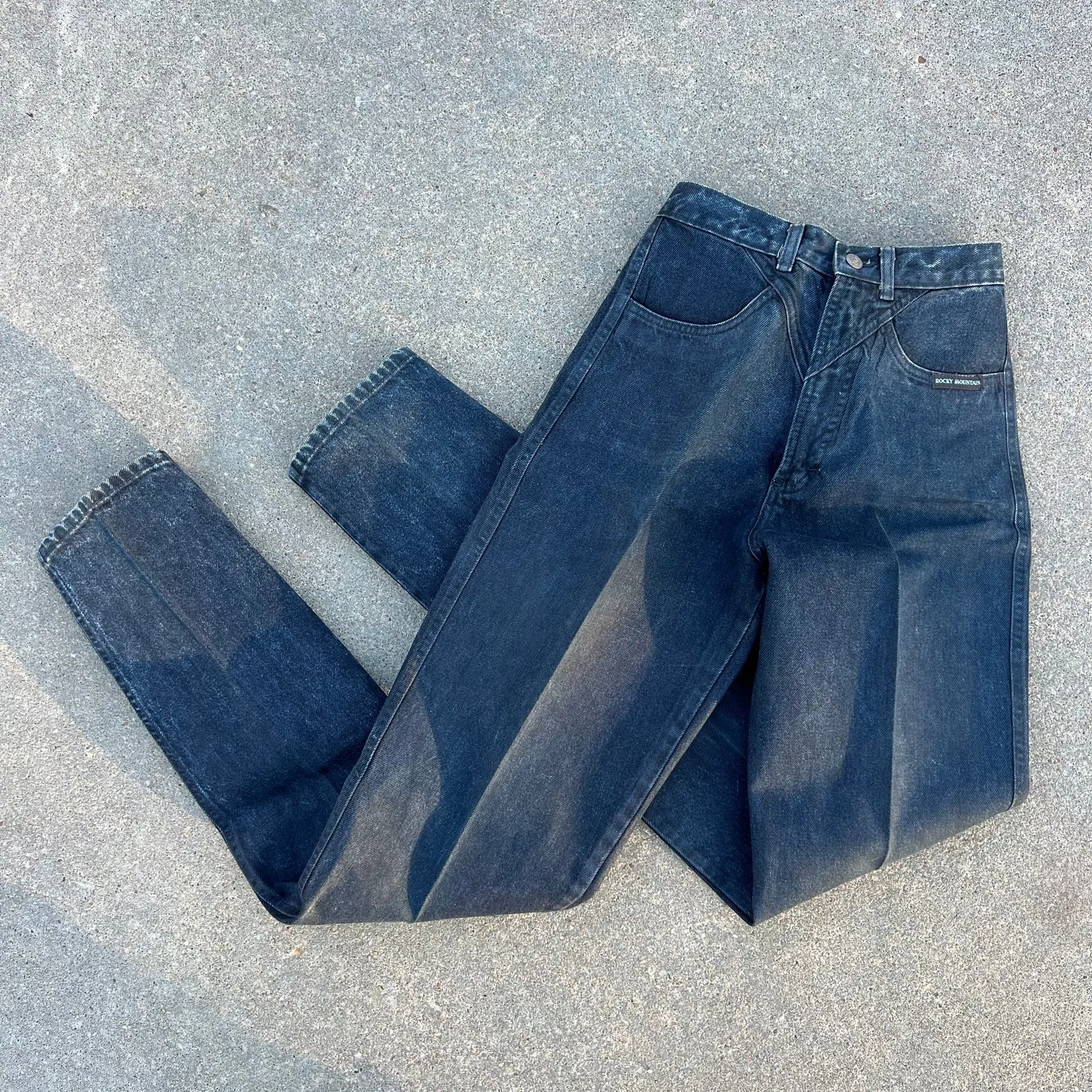 Vintage Rockies Black High Rise Wedgie Tapered V Yoke Cowgirl Western Jeans Size 26 - Image 5