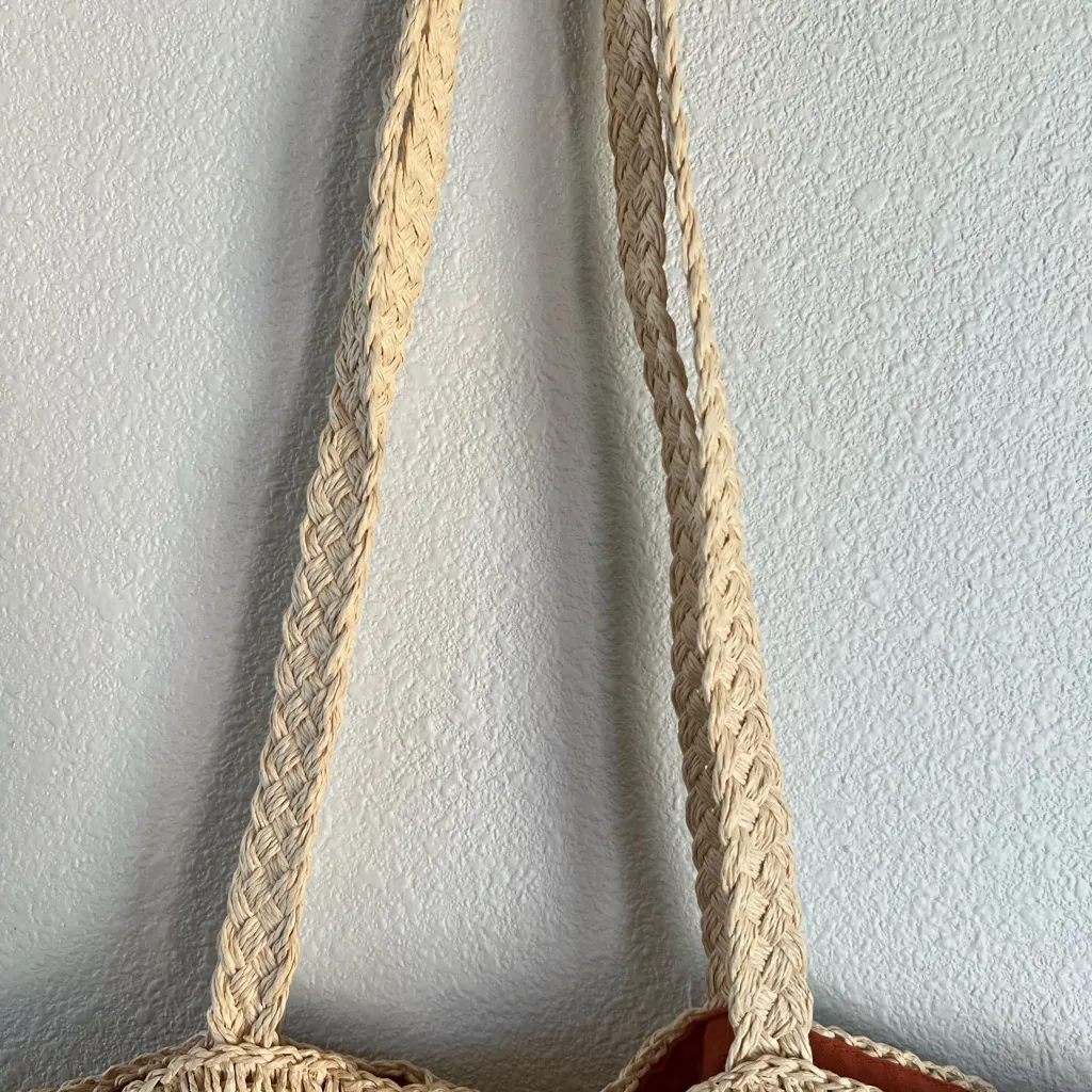 Vintage Capelli Straw Tote Bag Fish Beachy Coastal Ocean Vacation Boho Knit Tan - Image 7