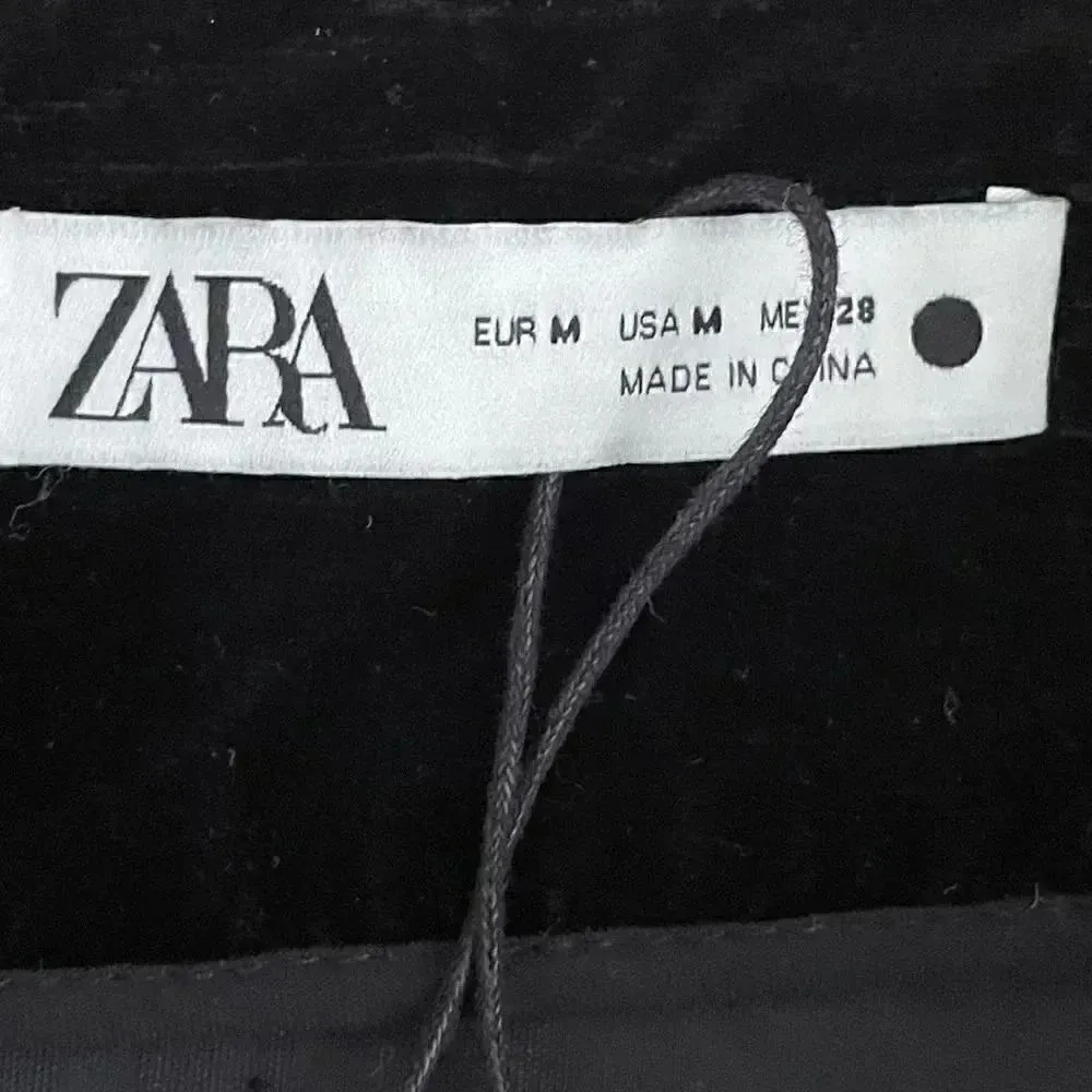 NWT Zara Women Black Fringed Velvet High Waist Ruched Front Detail Mini S #1140 - Image 11