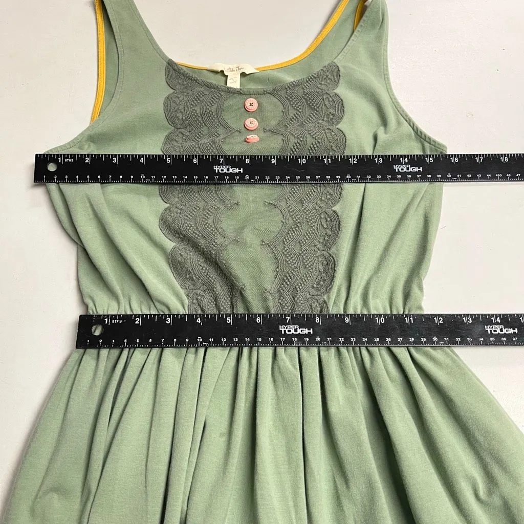 MATILDA JANE Womens Size Small Floral Hi-Lo Flared Sleeveless Lace Green Dress - Image 9