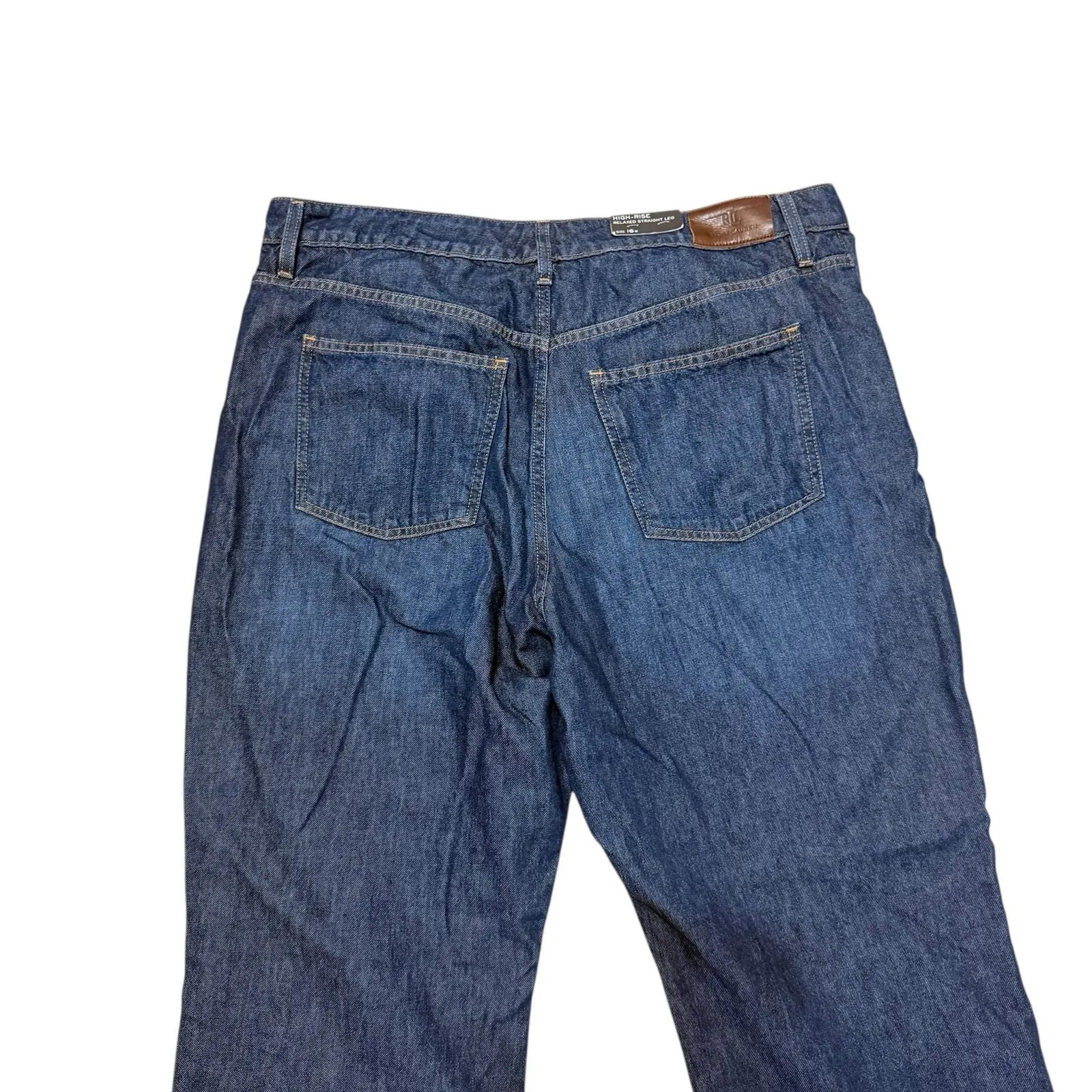 NWT Ralph Lauren Black Label High Rise Relaxed Straight Jeans in Dark Wash 16W - Image 5