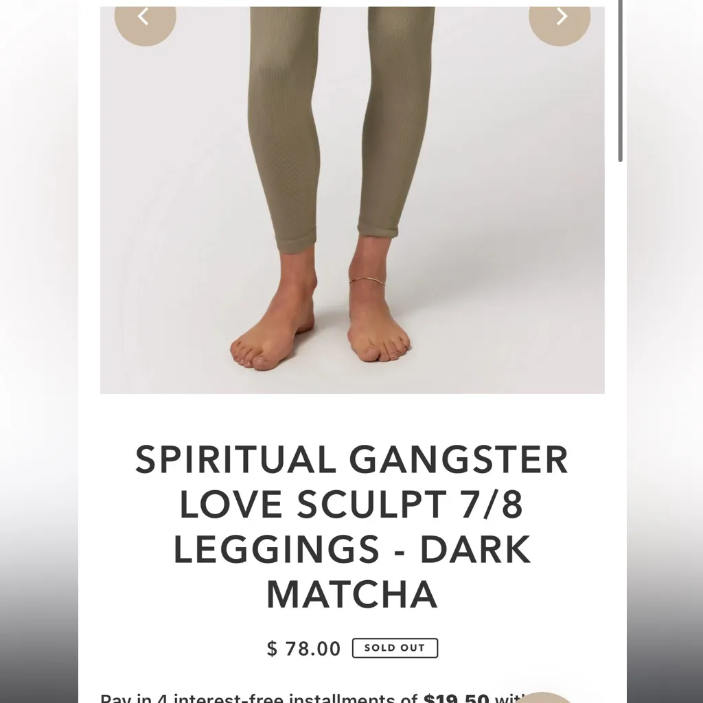 Spiritual Gangster‎ love sculpt 7/8 legging dark matcha $78 NWT - Image 4