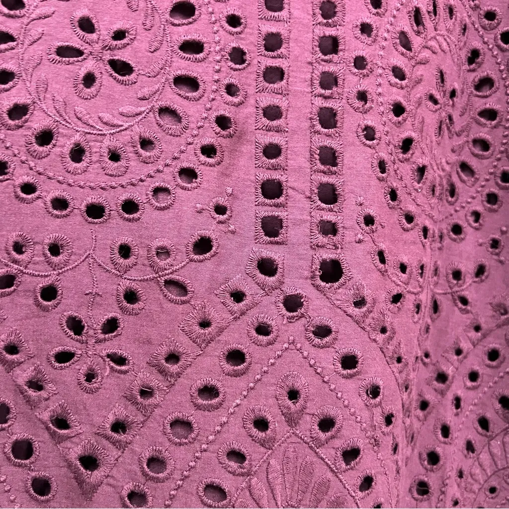 Porridge for Anthropology M plum purple Elegant eyelet Lace Women's Top boho Size M - Image 11