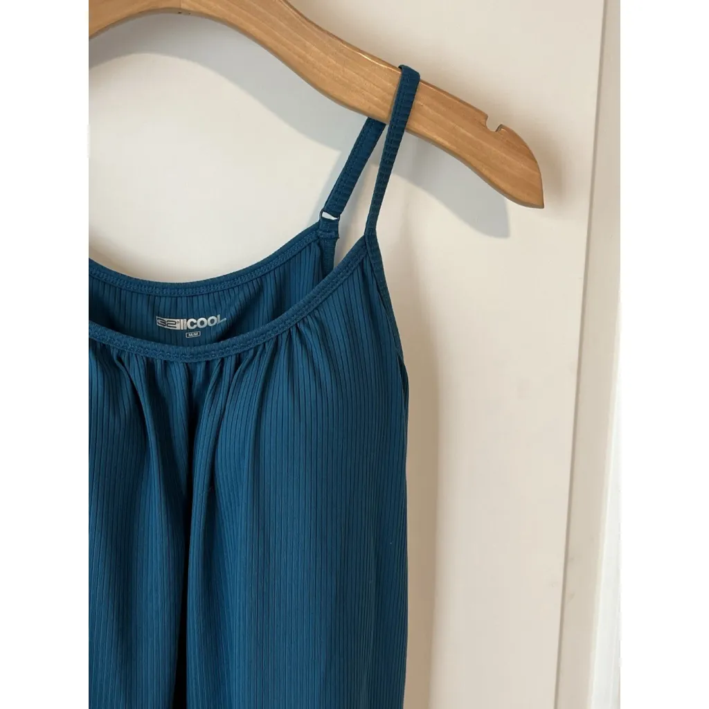 32° Cool swim Top Cami Womens Size Medium Turquoise Ribbed Sleeveless Padded NWT - Image 3