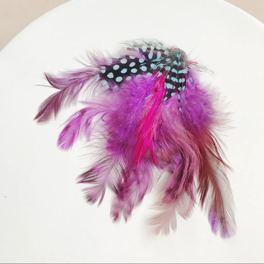 NWOT Neon Feathered Hair Comb Purple - Image 2