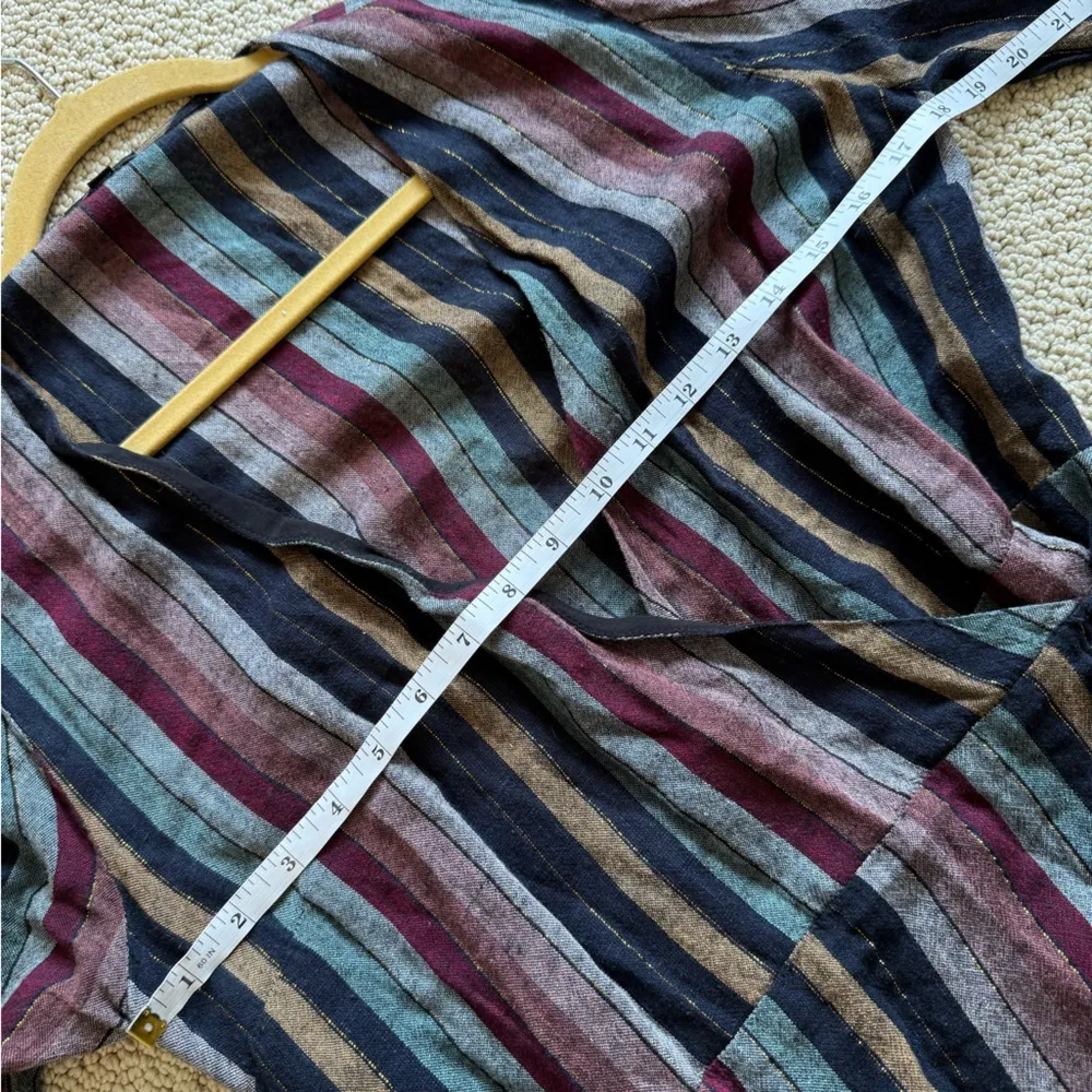 Rails Women Lola Varadero Stripe Wrap Dress Mini Size Small Side tie Metallic - Image 8