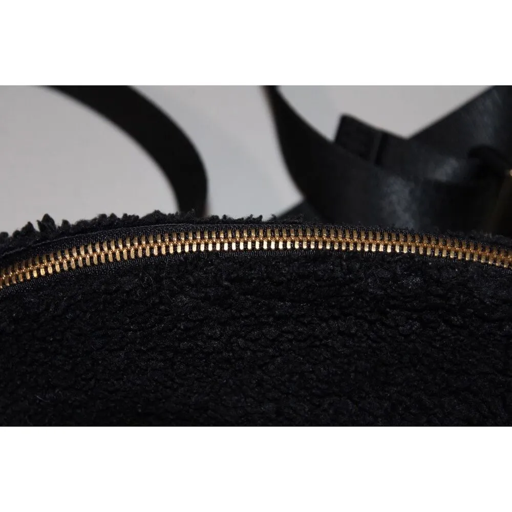 Womens Lululemon Athletica Everywhere Fleece Belt Bag Black Sherpa Gold Buckles - Image 4