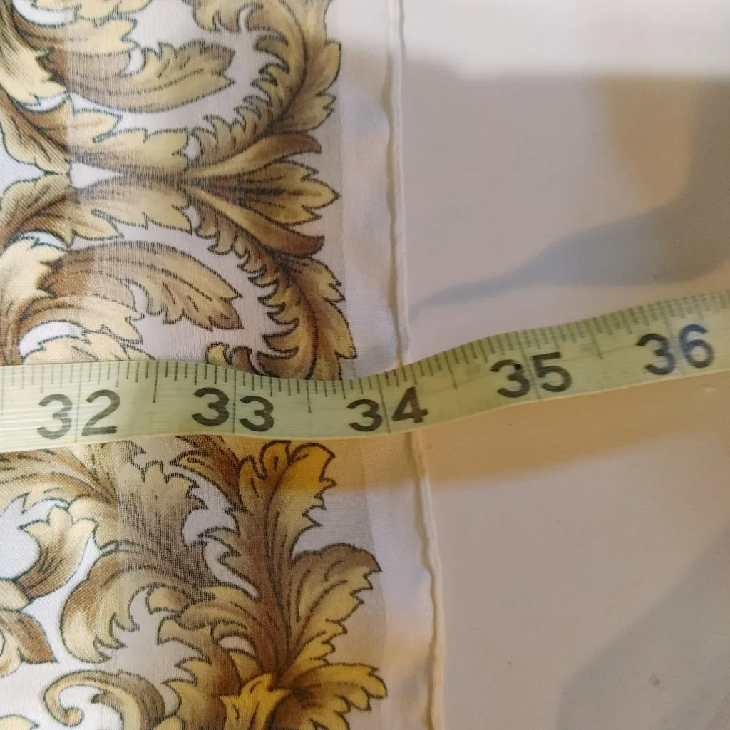 Autumn Scarf Wrap Handkerchief Leaf Gold Square Vintage Lightweight Sheer Fabric - Image 2