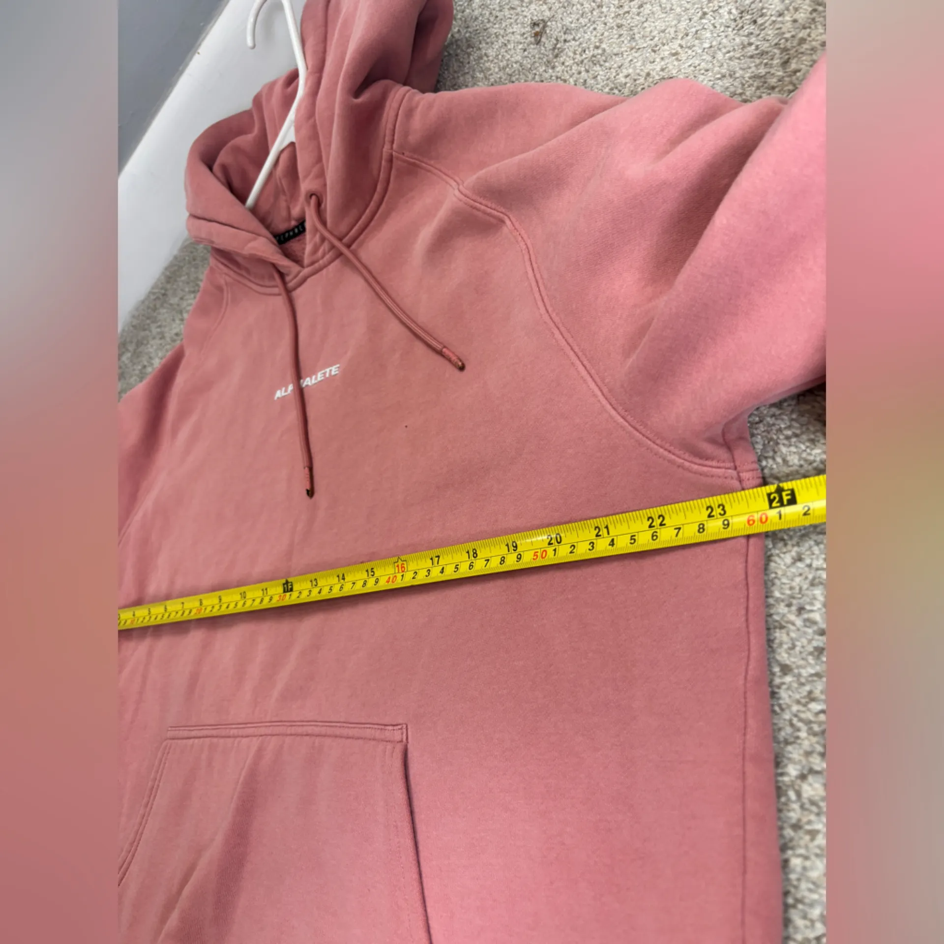 Alphalete Pink Coral Pullover Hoodie Gender Neutral Women’s Large Streetwear - Image 3