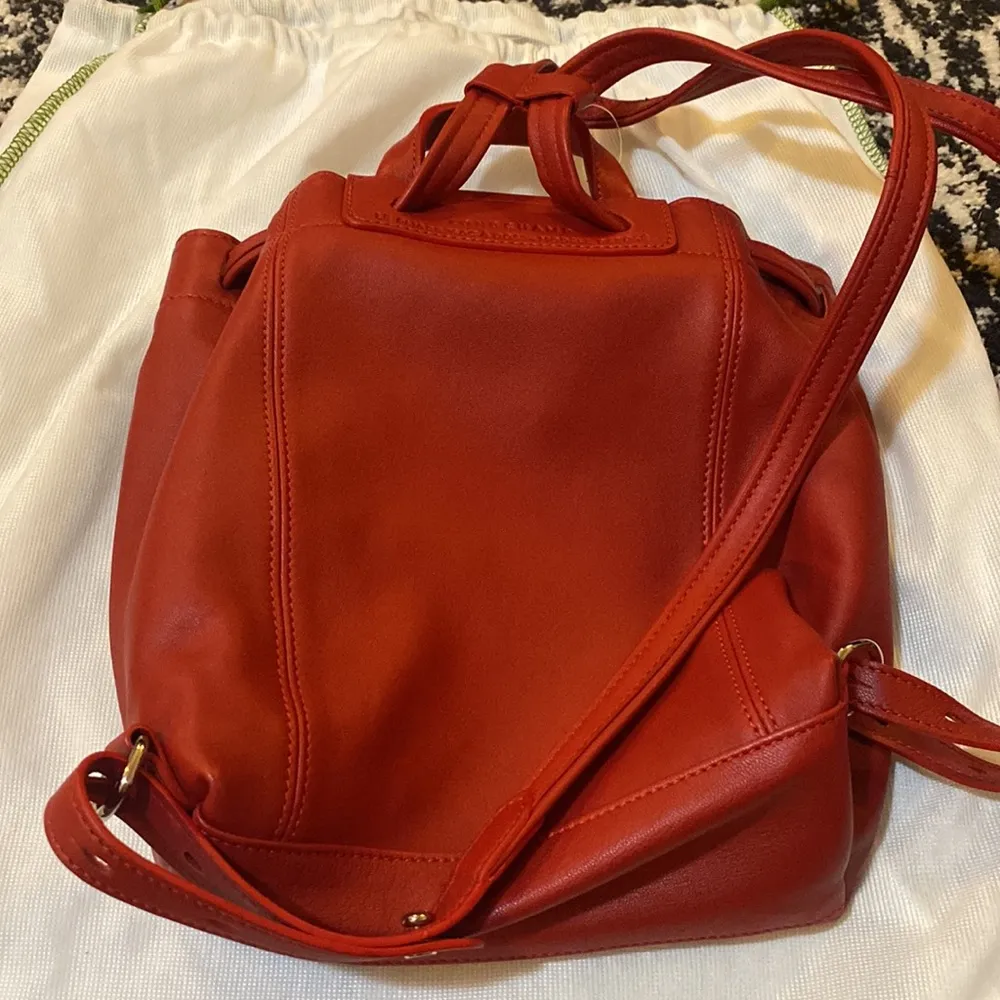 Longchamp Women's Red Le Pliage Leather Backpack - Image 6